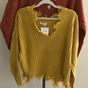 Miracle Mustard Yellow V-Neck Sweater
